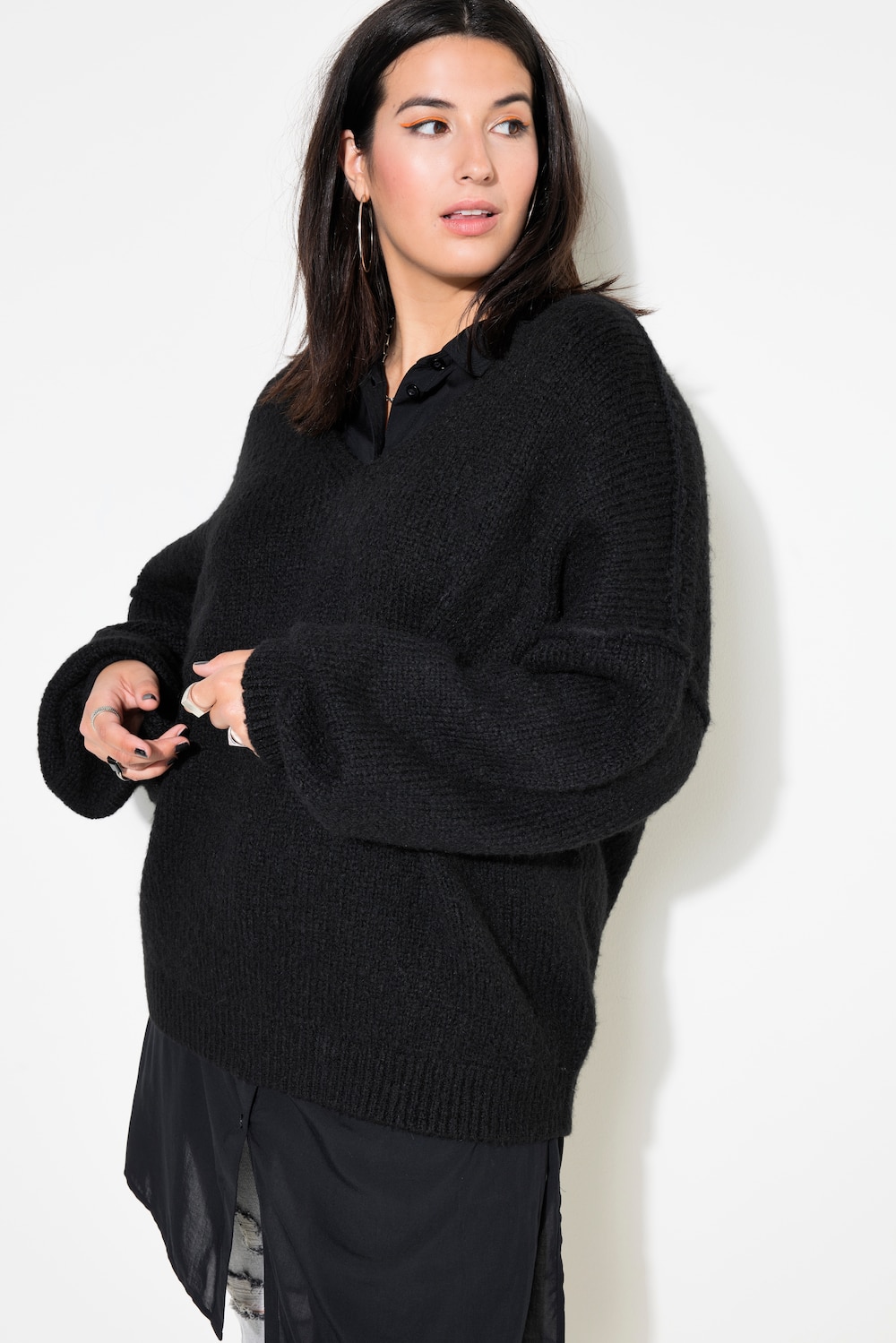 Große Größen Pullover, Damen, schwarz, Größe: 46/48, Synthetische Fasern/Wolle, Studio Untold