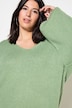 Genser, oversized, V-hals, vide, lange ermer