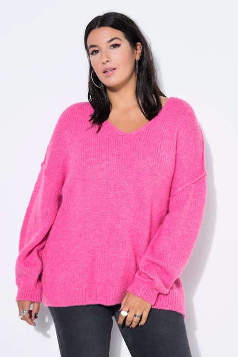 Pullover, oversized, V-Ausschnitt, weiter Langarm