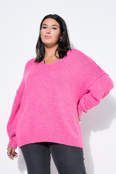 Pullover, oversized, V-Ausschnitt, weiter Langarm