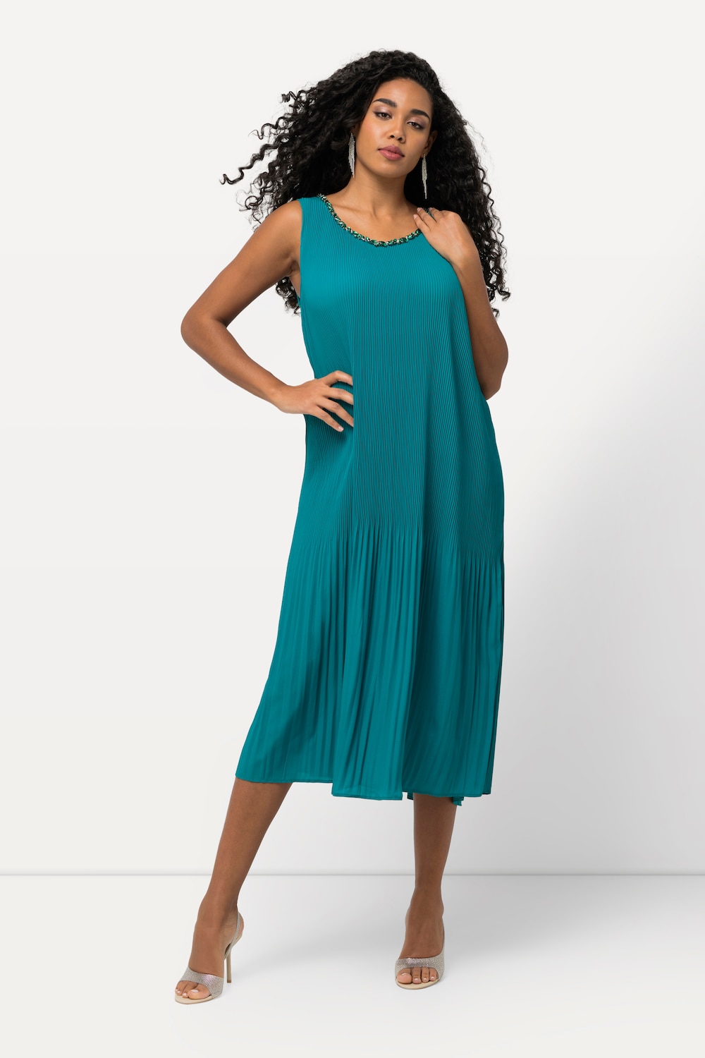 Große Größen Plisseekleid, Damen, grün, Größe: 46/48, Polyester, Ulla Popken