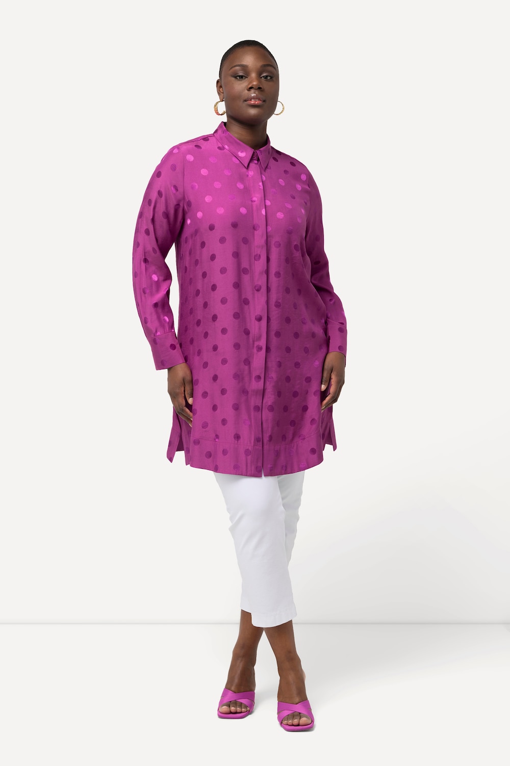Große Größen Longbluse, Damen, rosa, Größe: 46/48, Polyester/Viskose, Ulla Popken