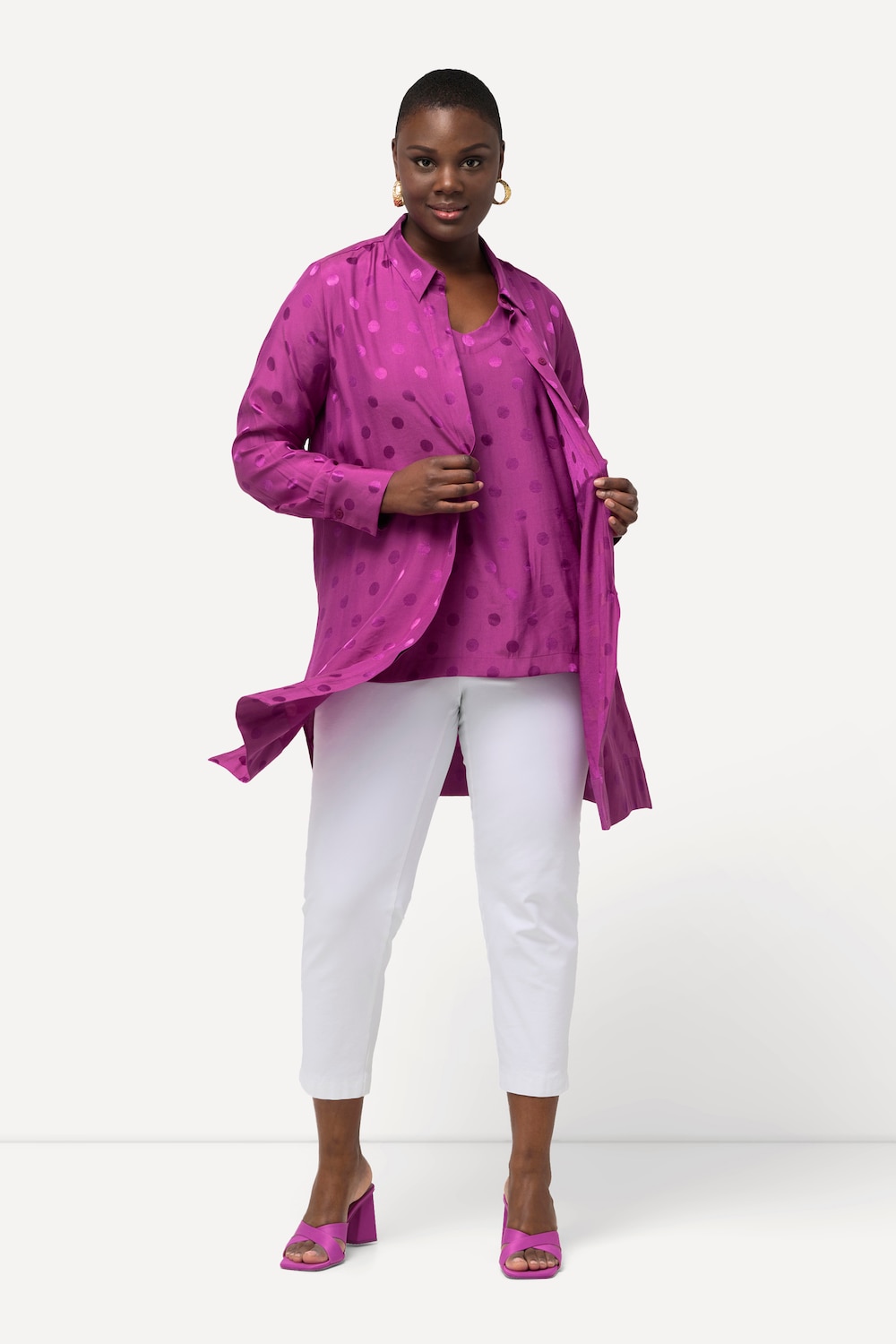 Große Größen Longbluse, Damen, rosa, Größe: 50/52, Polyester/Viskose, Ulla Popken