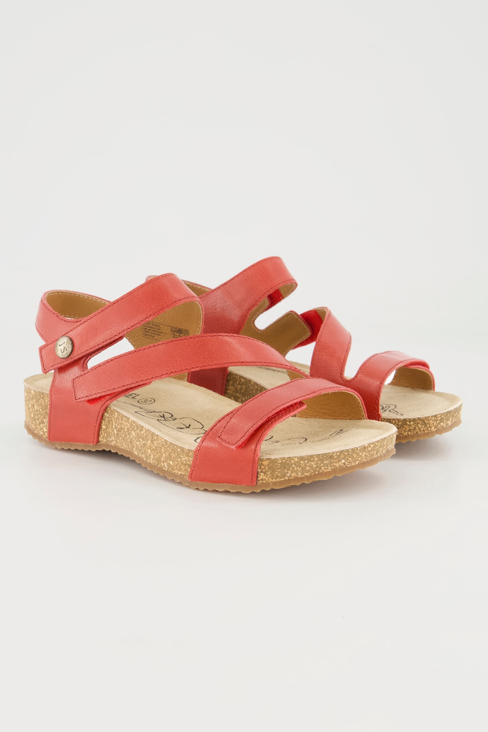 Grote Maten Leren sandalen, Dames, rood, Maat: 40, Leer, Ulla Popken