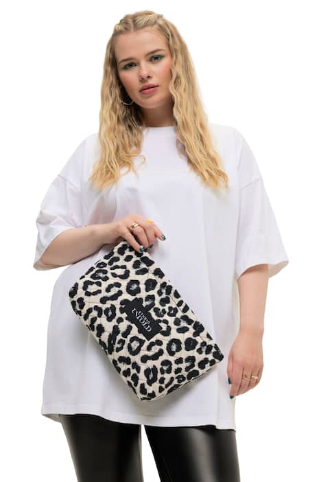 Kosmetická taška, prošívaná, leopardí potisk, zip, barevná podšívka