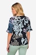 Coral Print T-Shirt Crew Neck Gathered Sleeve