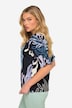 Coral Print T-Shirt Crew Neck Gathered Sleeve
