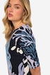 Coral Print T-Shirt Crew Neck Gathered Sleeve