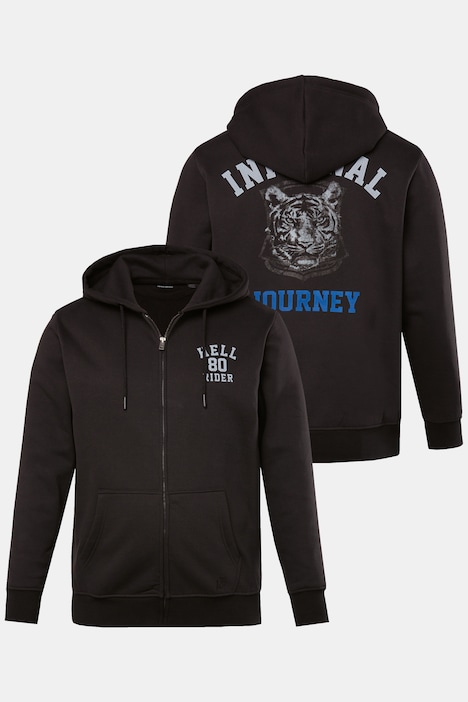 Hættejakke, sweat, print, hætte, op til 8 XL