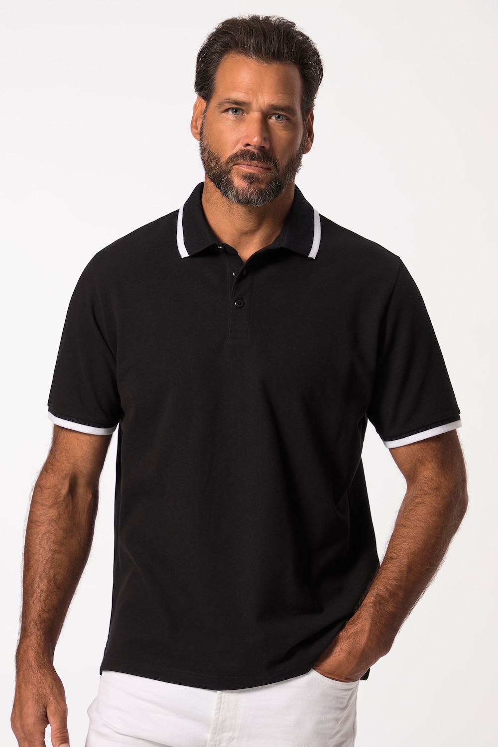 Große Größen Poloshirt FLEXNAMIC®, Herren, schwarz, Größe: L, Baumwolle, JP1880