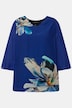 Bluse, blomster, oversize, V-udskæring, 3/4 klokkeærmer