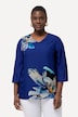 Bluse, blomster, oversize, V-udskæring, 3/4 klokkeærmer