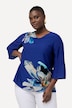 Bluse, blomster, oversize, V-udskæring, 3/4 klokkeærmer
