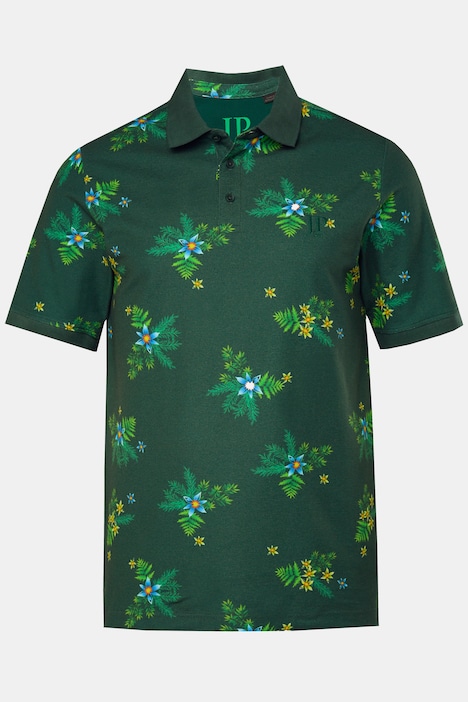 Polo à manches courtes en maille piquée, avec motf floral - jusqu'au 8 XL