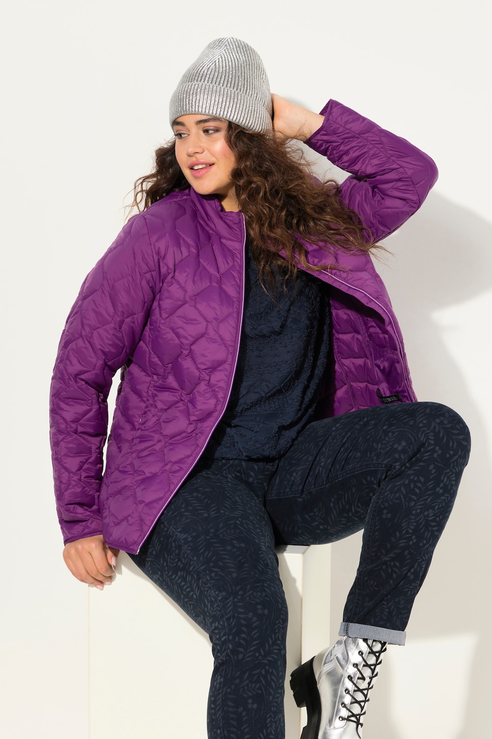 Große Größen HYPRAR Leichtstepp-Jacke, Damen, lila, Größe: 50/52, Polyester, Ulla Popken