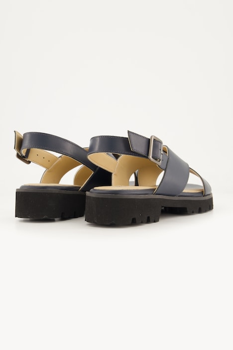 Leren sandalen, gekruiste bandjes, wijdte H