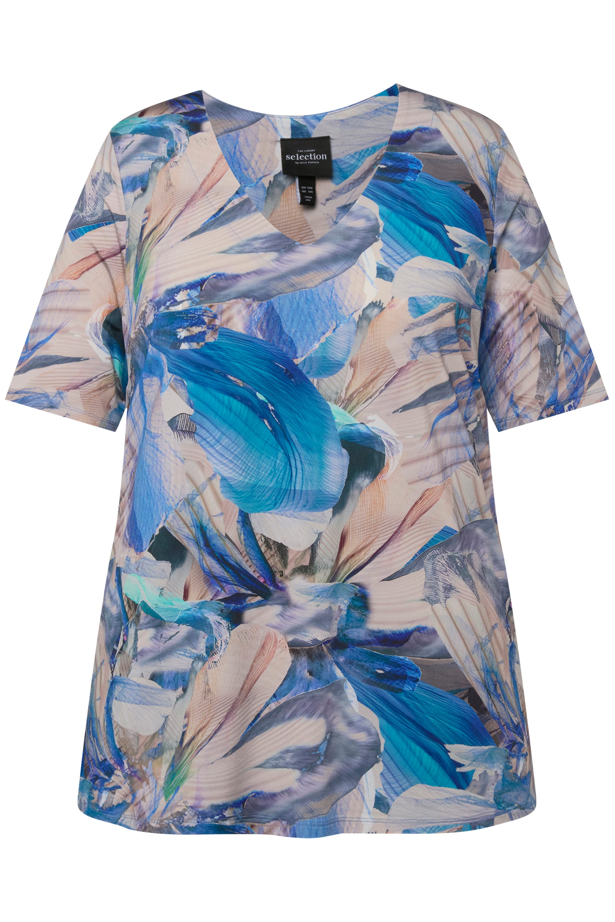 Ulla Popken Damen große Größen Slinkyshirt A Linie V Ausschnitt Halbarm 828566