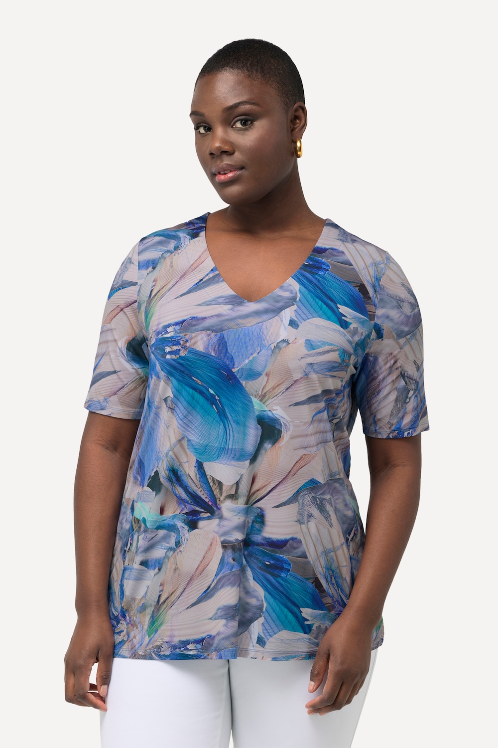 Große Größen Slinkyshirt, Damen, blau, Größe: 58/60, Viskose, Ulla Popken