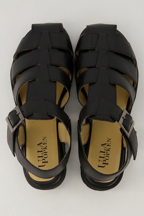 Sandalias de piel, aspecto trenzado, ancho H