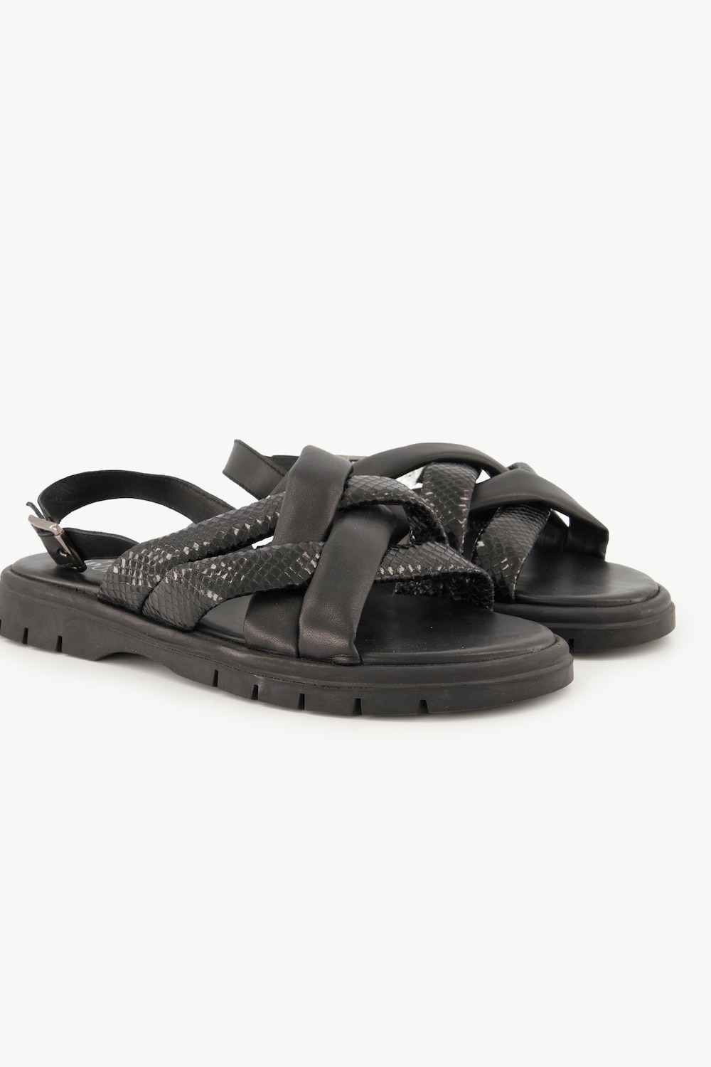 Grote Maten Leren sandalen, Dames, zwart, Maat: 40, Leer/Overige, Ulla Popken