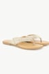 Leder-Pantoletten, Metallic-Riemen, Zehentrenner, Weite H