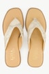 Leder-Pantoletten, Metallic-Riemen, Zehentrenner, Weite H