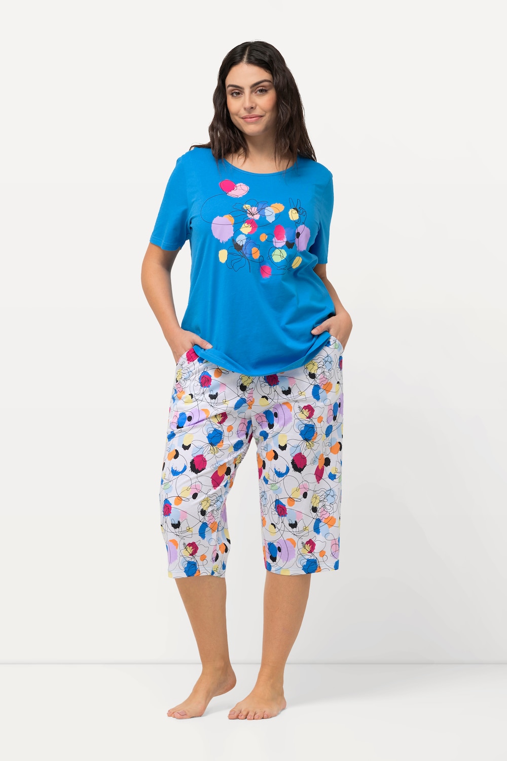grandes tailles pyjama à pois, femmes, bleu, taille: 44/46, coton, ulla popken