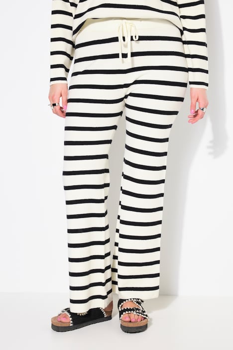 Striped Knit Elastic Waist Pants