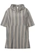 Halenková tunika, pruhy, vejčitý střih, kapuce, krátké rukávy