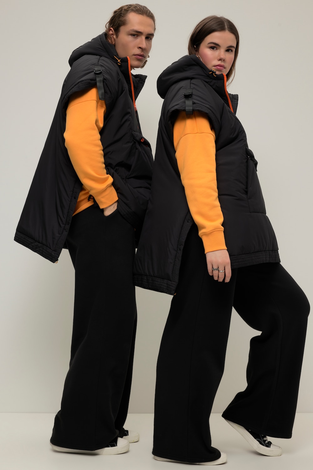 Große Größen Poncho-Weste, Damen, schwarz, Größe: L, Polyester, Studio Untold