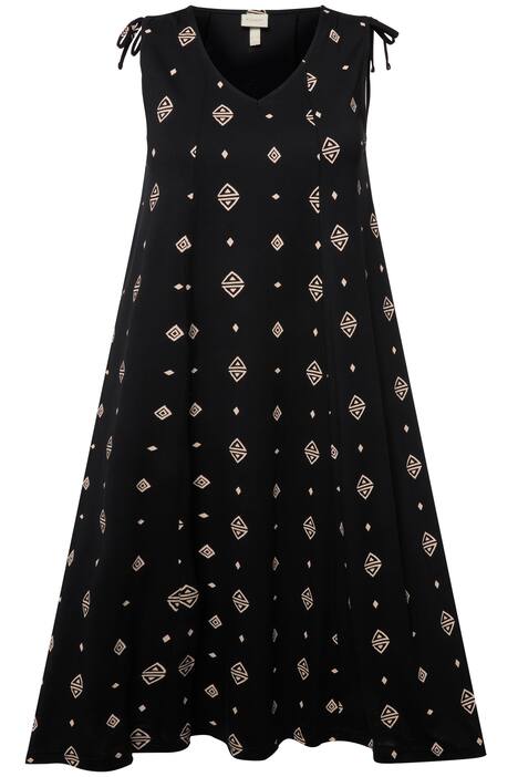 Midi šaty, kosočtverce, výstřih do V, bez rukávů, biobavlna