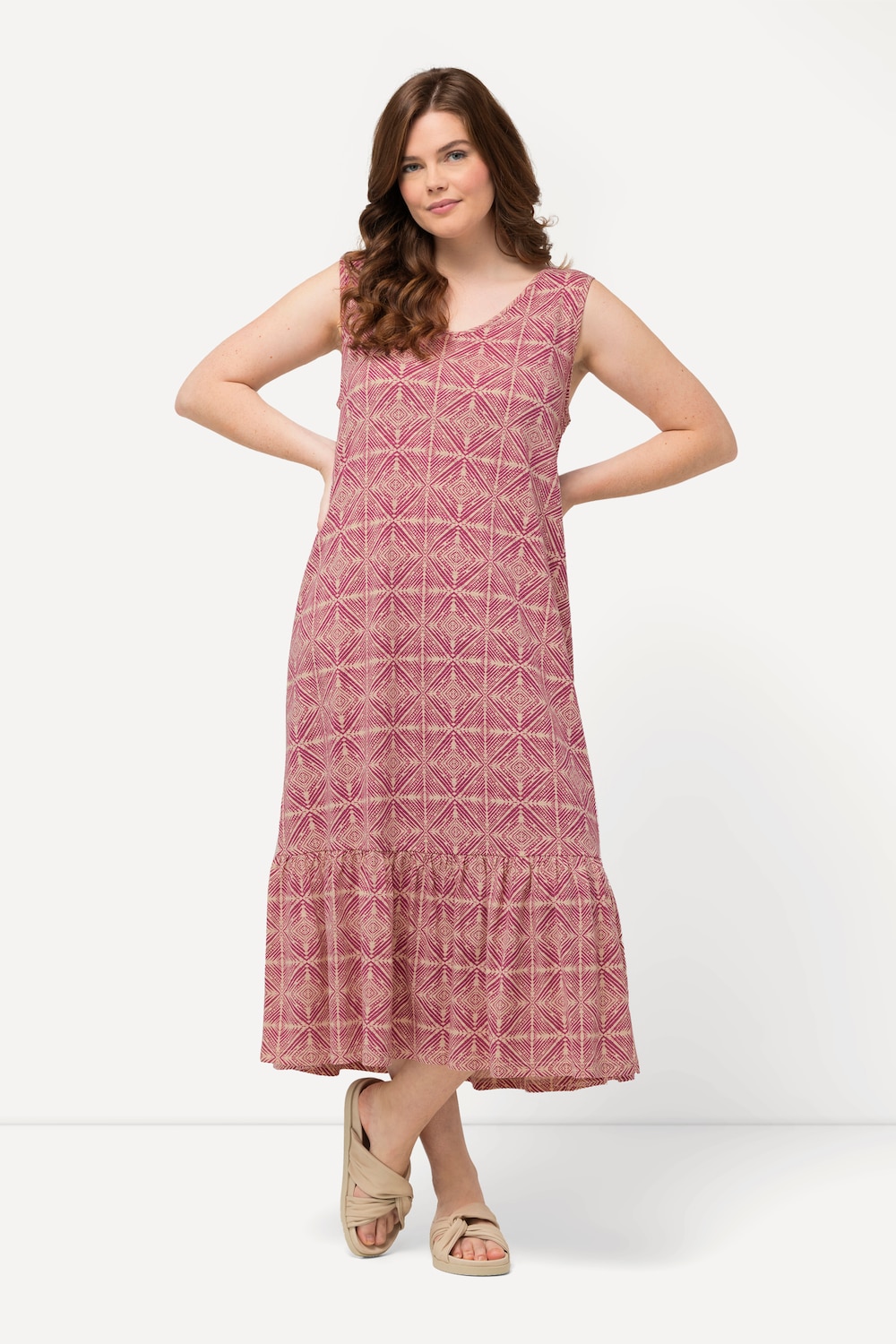 Grote Maten Jersey midi-jurk, Dames, rood, Maat: 50/52, Katoen, Ulla Popken