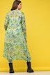 Maxikleid, A-Line, Chiffon, Blumen-Print, V-Ausschnitt, Langarm