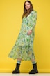 Maxikleid, A-Line, Chiffon, Blumen-Print, V-Ausschnitt, Langarm