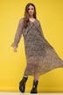 Maxikleid, A-Line, Chiffon, Minimal Blumen, V-Ausschnitt, Langarm