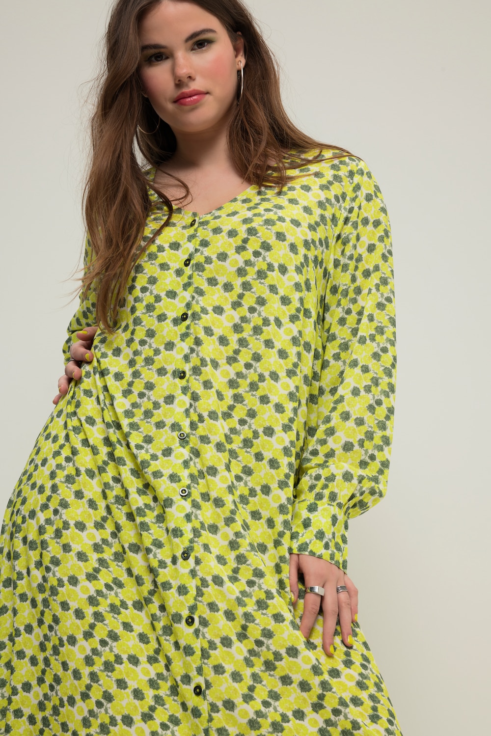 Grote Maten Maxi-jurk, Dames, groen, Maat: 50/52, Viscose, Studio Untold