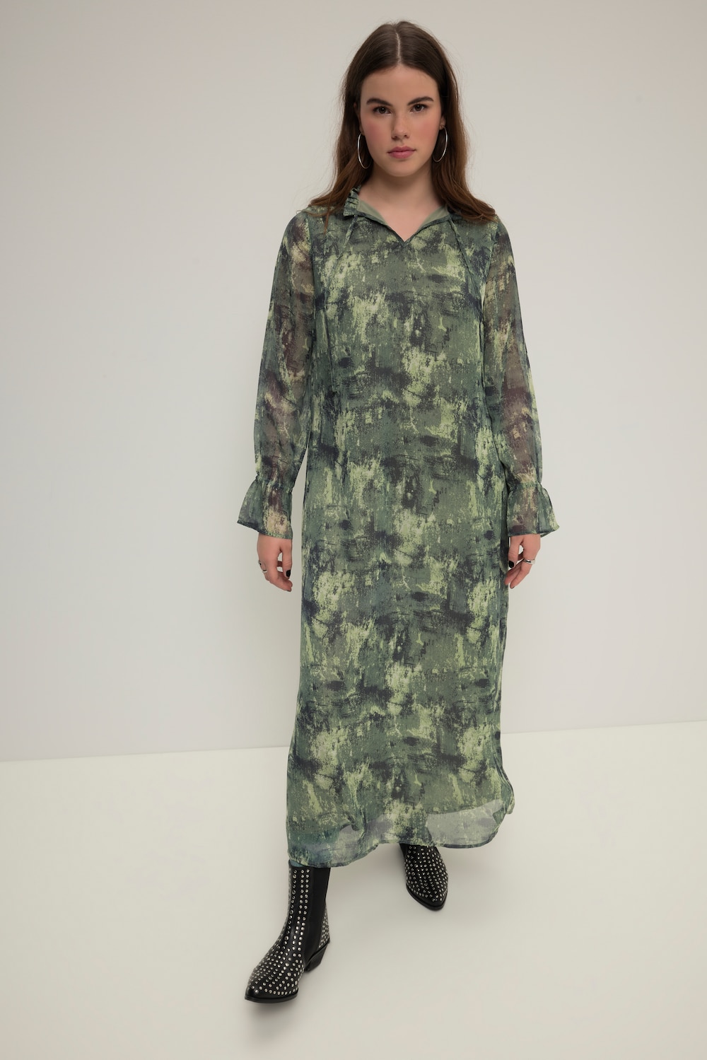 Große Größen Maxikleid, Damen, grün, Größe: 54/56, Polyester, Studio Untold