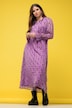 Maxi-jurk, A-lijn, chiffon, tijgerprint, volangs, ruchekraag, lange mouwen