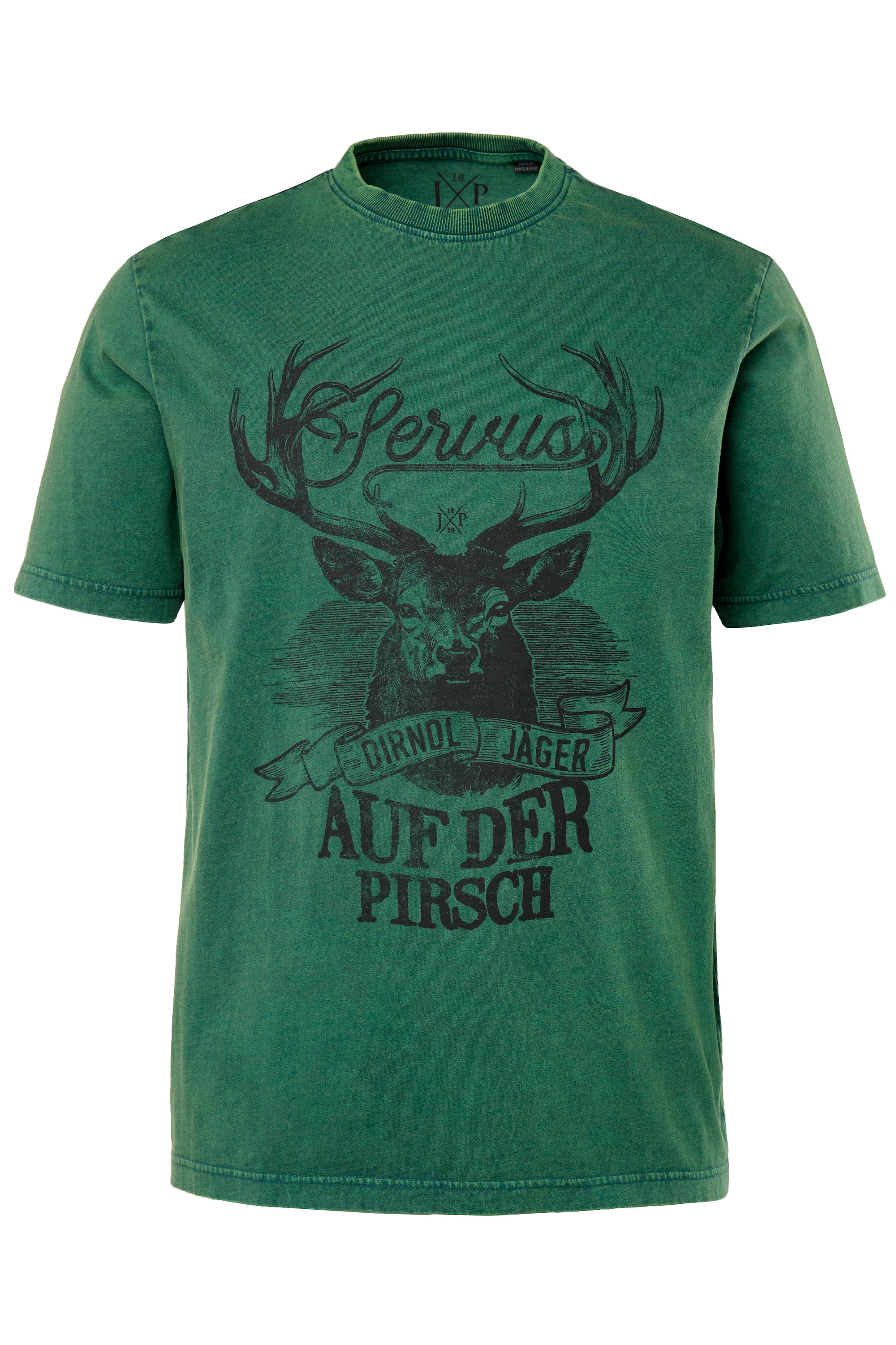 JP 1880 Herren große Größen T Shirt Tracht Halbarm Trachten Print Vintage Look