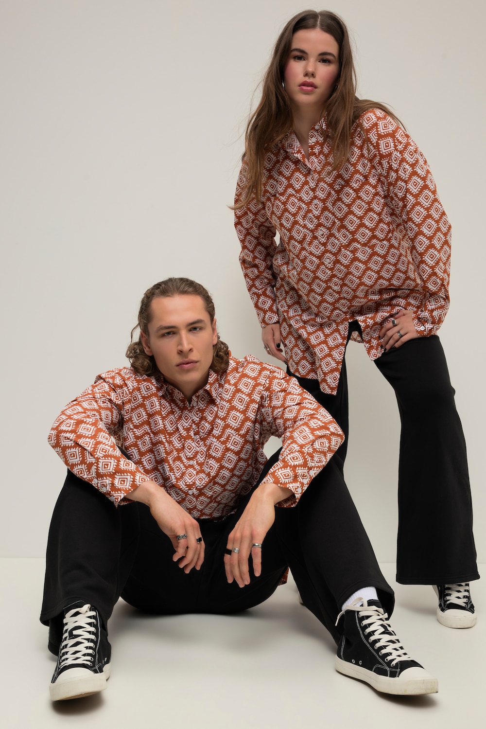 Große Größen Oversized-Hemd, Damen, braun, Größe: L, Baumwolle, Studio Untold