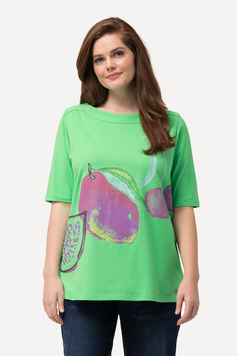 T-shirt, fruit, bootnek, halve mouwen