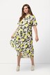 Maxikleid, Zitronen, A-Linie, Kelchkragen, Halbarm