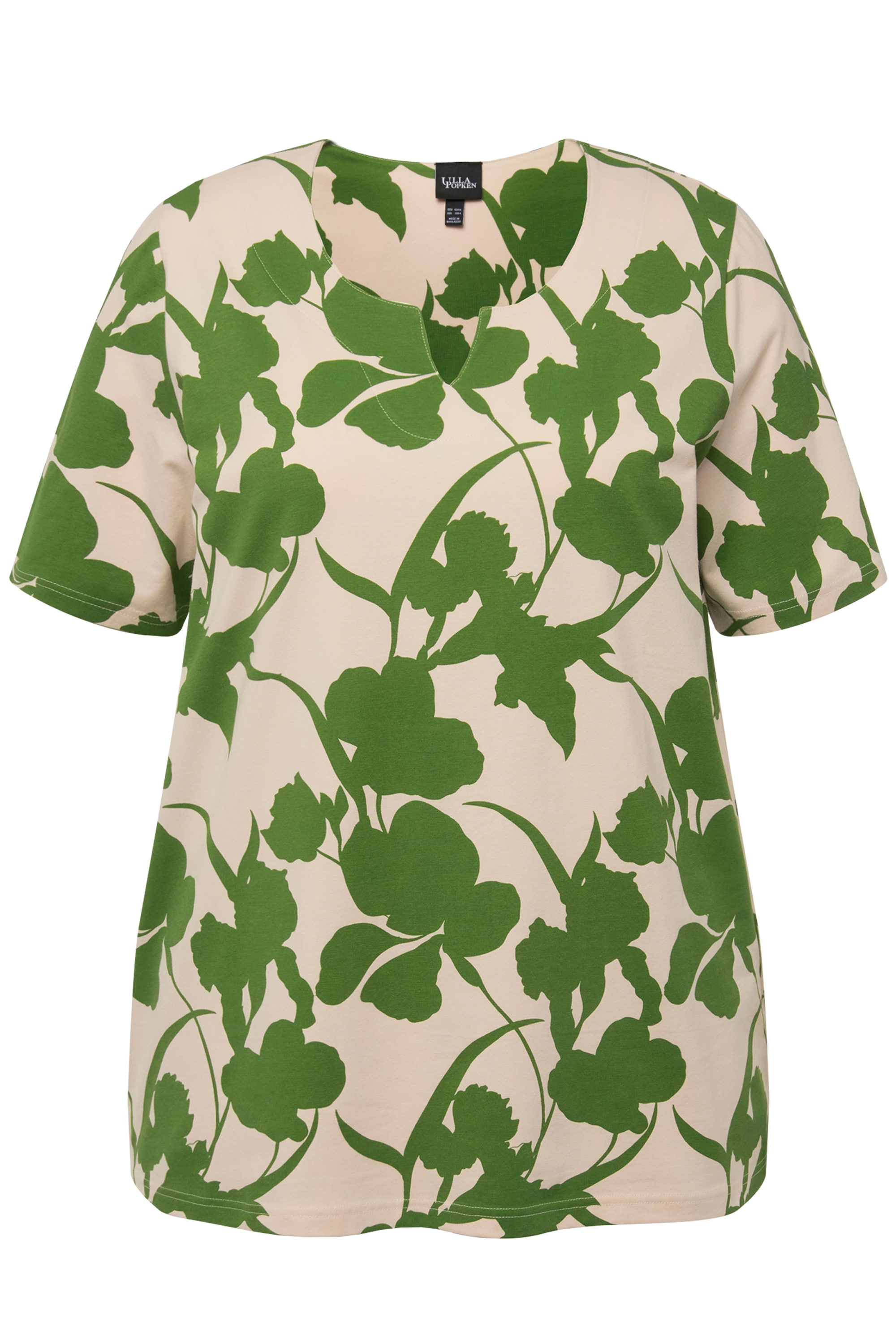 Ulla Popken Damen große Größen Tunika Shirt Blüten A Linie Tunika Ausschnitt