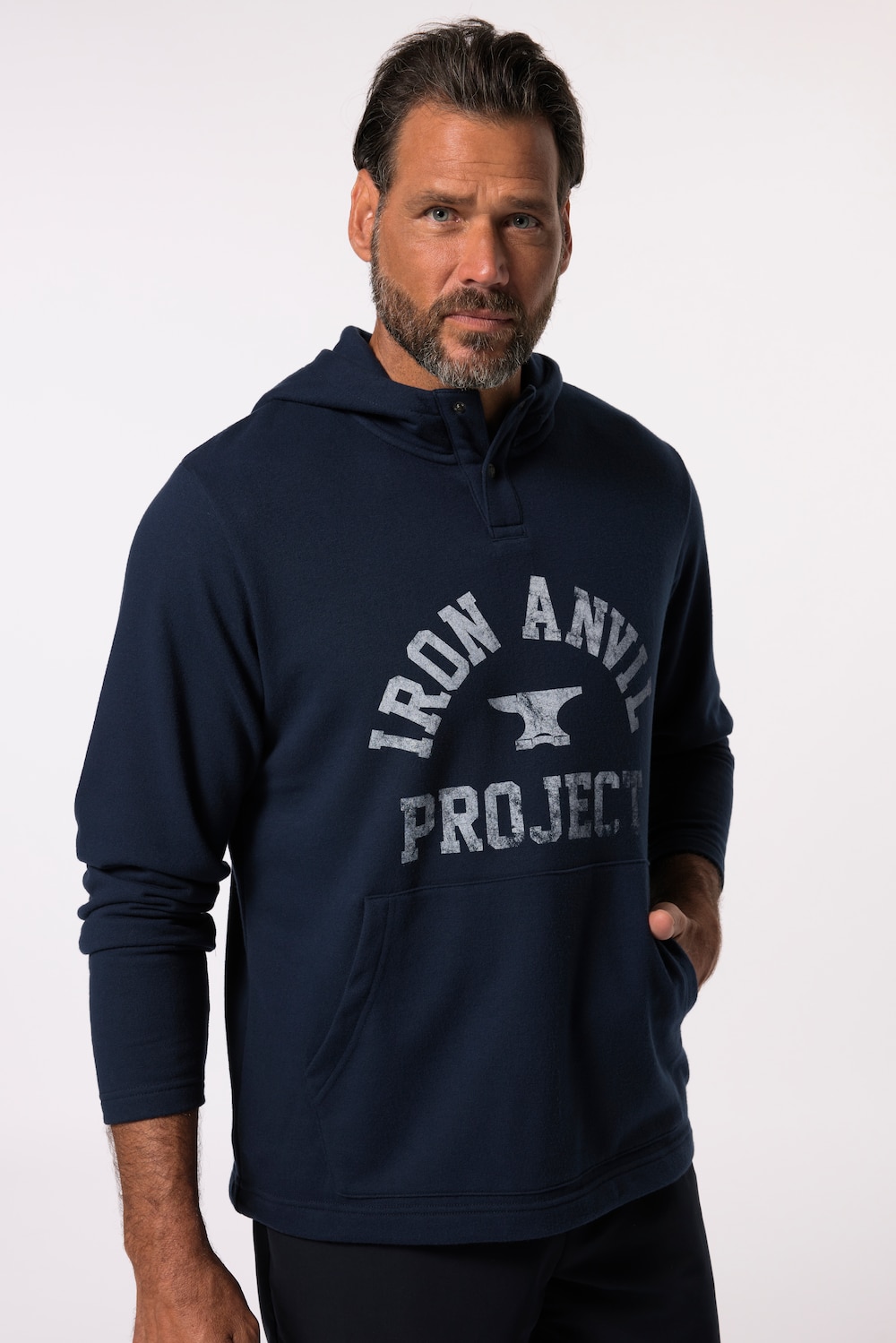 Große Größen JAY-PI Hoodie Iron Anvil, Herren, blau, Größe: 6XL, Baumwolle/Polyester, JAY-PI