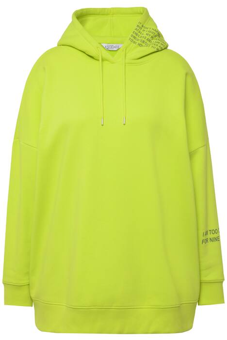 Mikina s kapucí, oversize, nápis, dlouhé rukávy