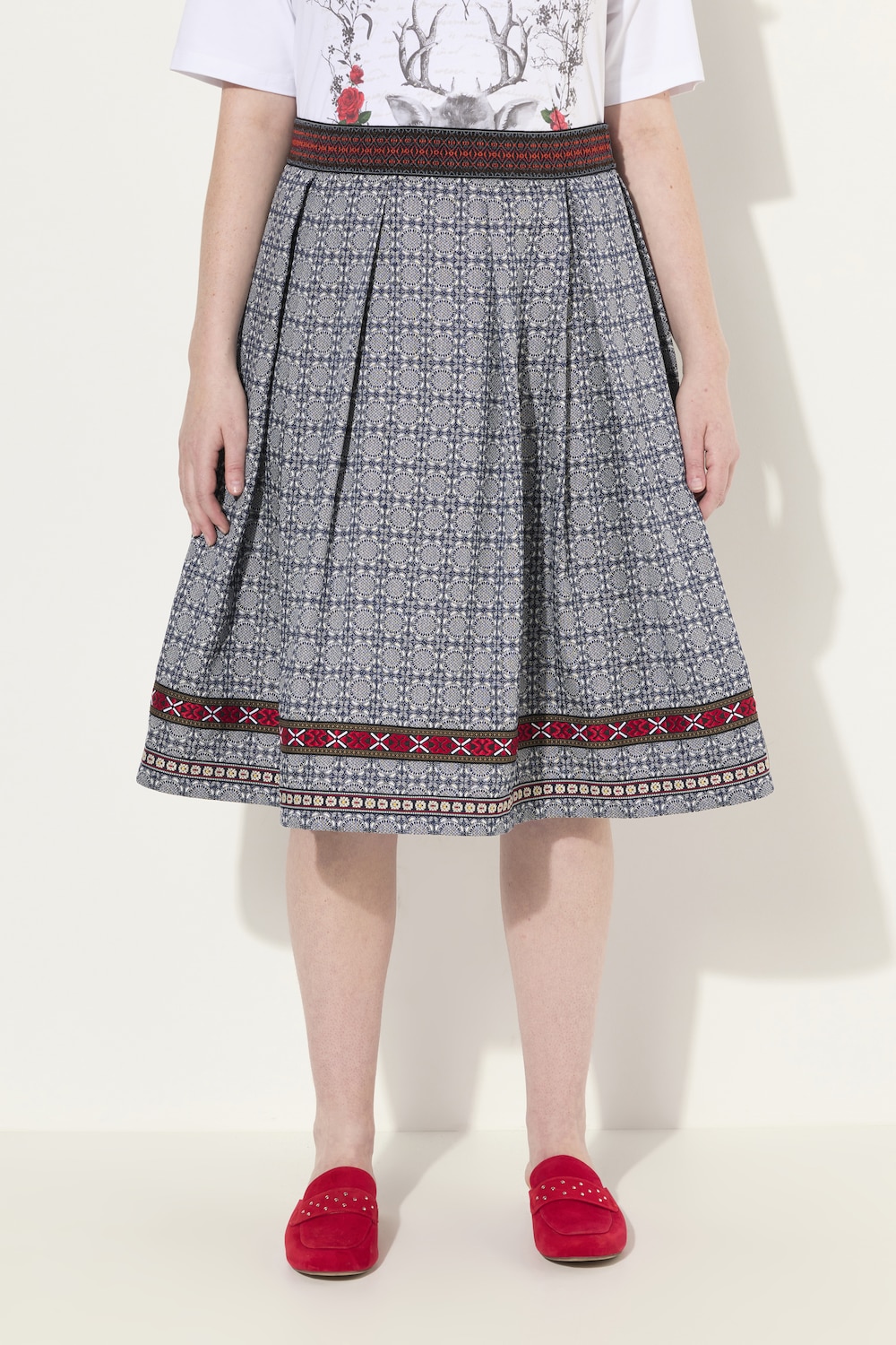 Große Größen Trachtenrock, Damen, blau, Größe: 58, Viskose/Polyester/Synthetische Fasern, Ulla Popken