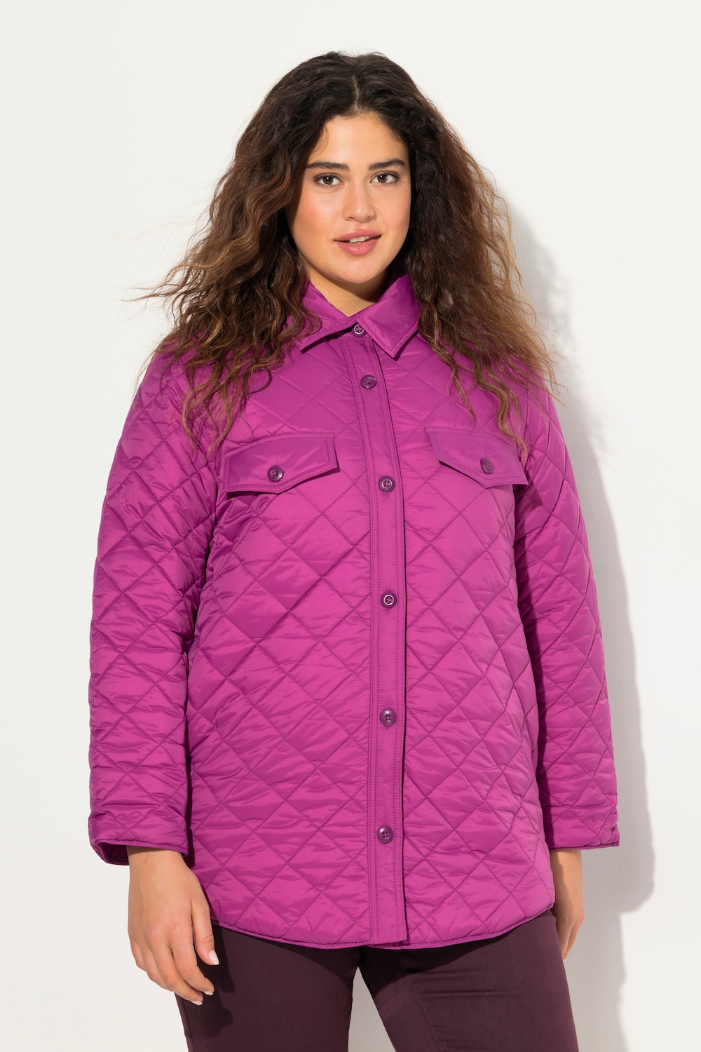 Große Größen Stepp-Hemdjacke, Damen, lila, Größe: 46/48, Ulla Popken