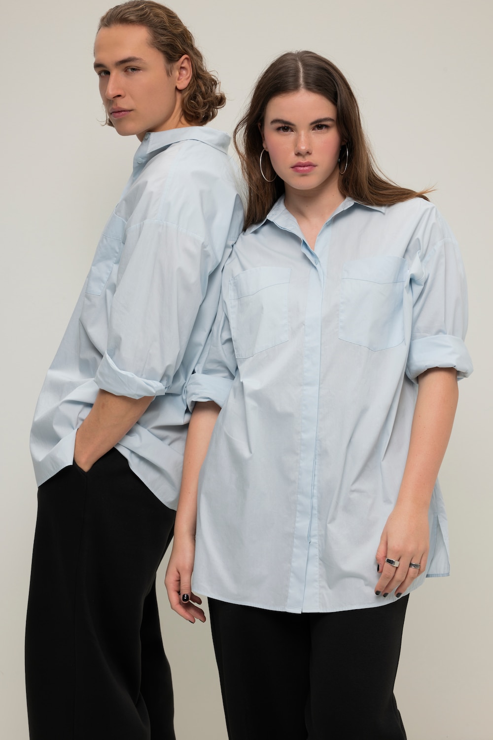 Große Größen Oversized Hemd, Damen, blau, Größe: L, Baumwolle, Studio Untold