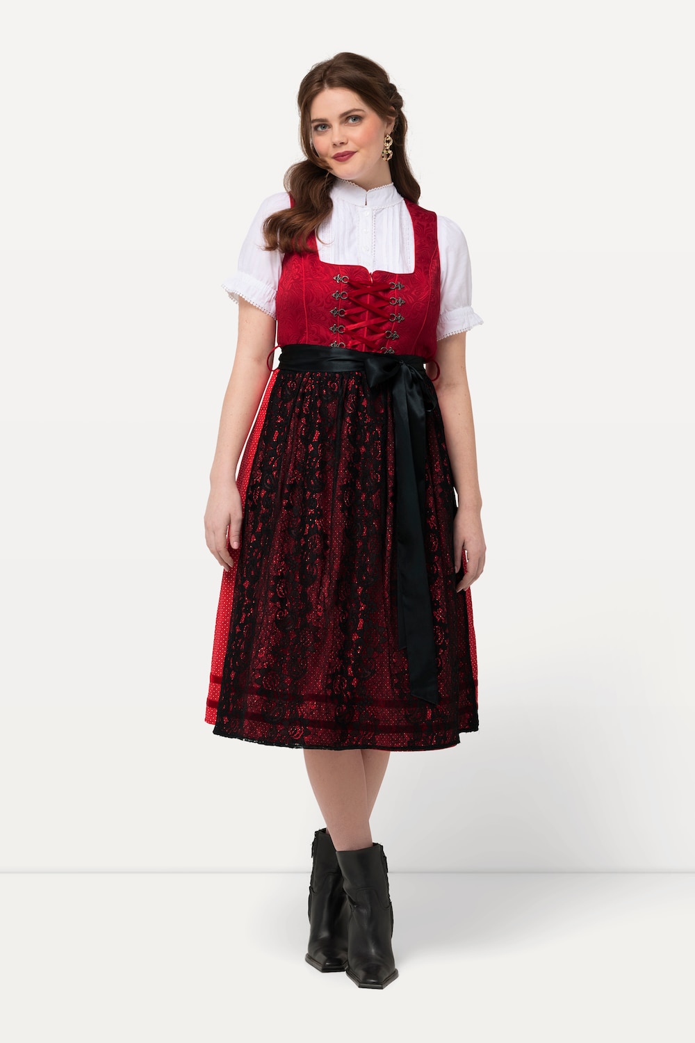Thumbnail - Große Größen Dirndl, Damen, rot, Größe: 44, Polyester/Baumwolle, Ulla Popken