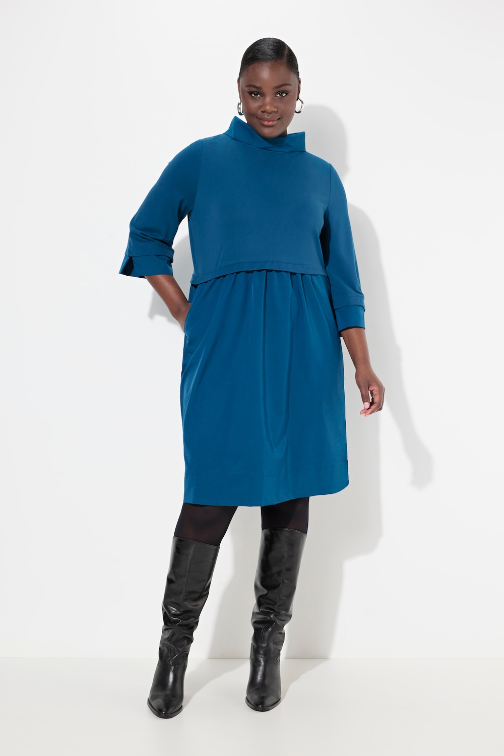 Große Größen Kleid, Damen, türkis, Größe: 54/56, Synthetische Fasern/Viskose/Polyester, Ulla Popken